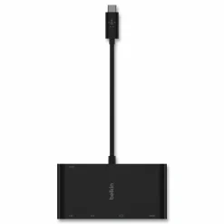 Belkin USB-C Multimedia + Charge Adapter, 4K HDMI/USB-A/USB-C/VGA, 4.9 ft, Black