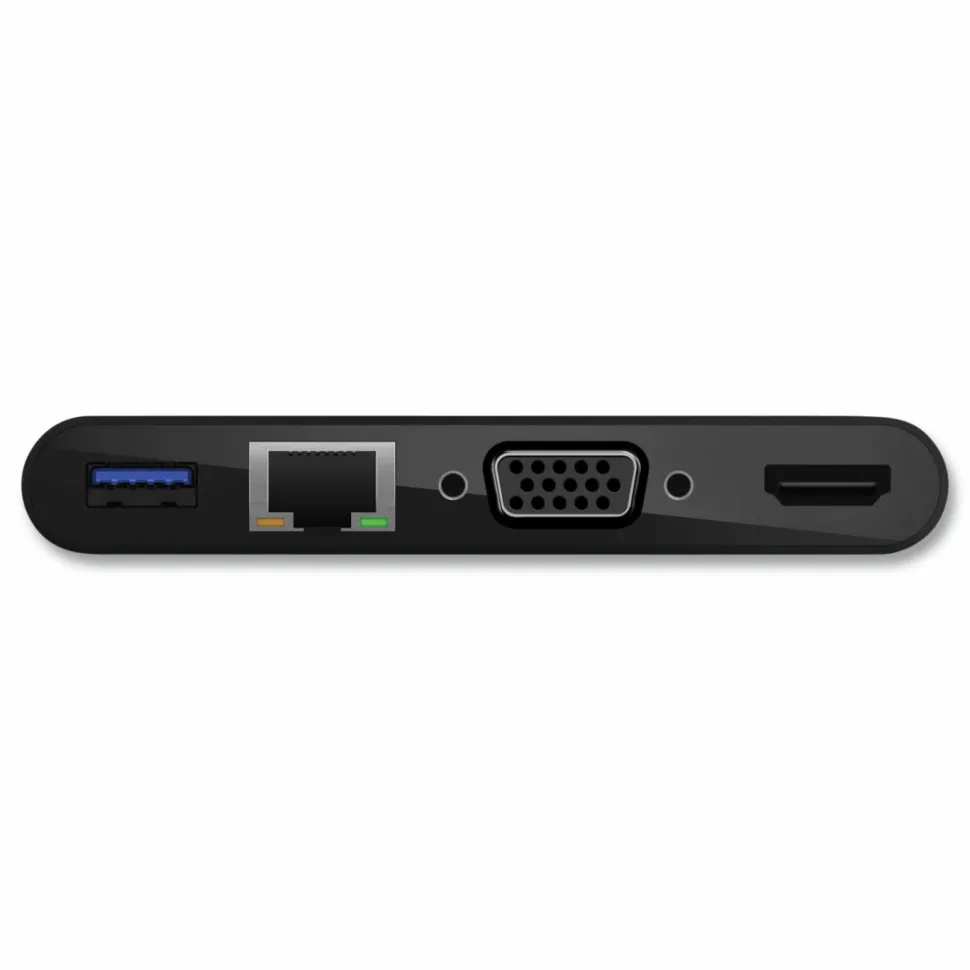 Belkin USB-C Multimedia + Charge Adapter, 4K HDMI/USB-A/USB-C/VGA, 4.9 ft, Black