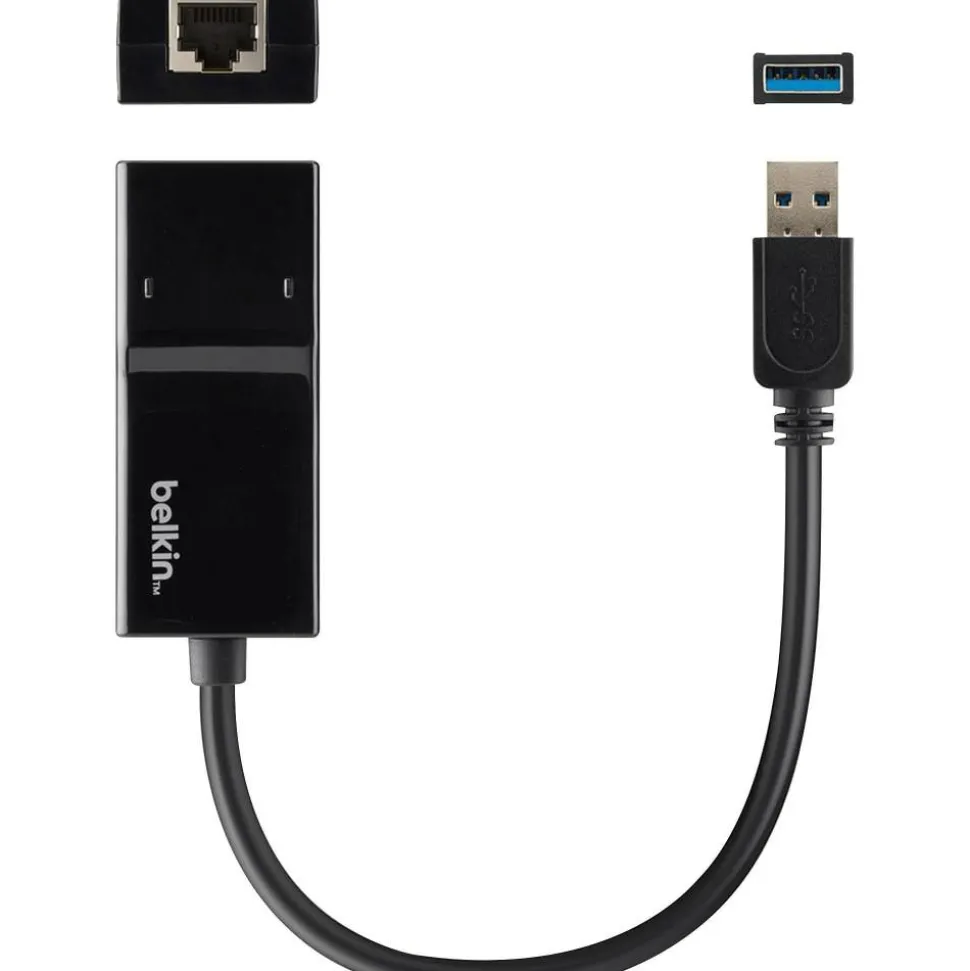 Belkin USB 3.0 to Gigabit Ethernet GbE Network Adapter 10/100/1000 - USB - 1 Port(s) - 1 x Network (RJ-45) - Twisted Pair - 10/100/1000Base-T