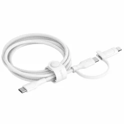 Belkin 60W 2-in-1 USB-C to USB-C and Lightning Cable - 480 Mbps - Braided - M/M - 5ft/1.5m - White