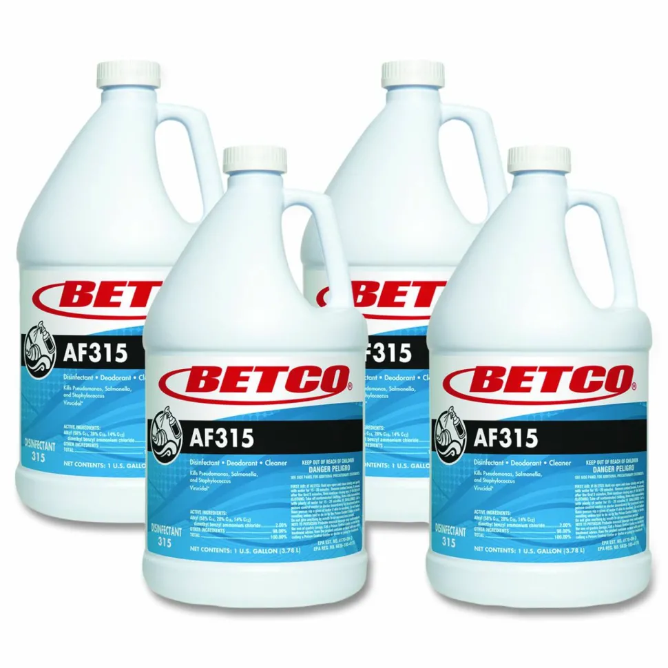 Betco AF315 Disinfectant Cleaner, Citrus Floral Scent, 1 gal Bottle, 4/Carton
