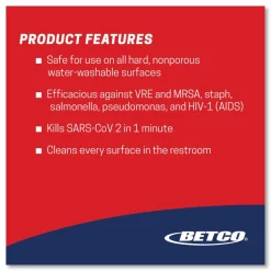Betco AF79 Fastdraw Acid-Free Disinfectant Restroom Cleaner Concentrate Disinfectant, 67.6 Oz Bottle, Case Of 4