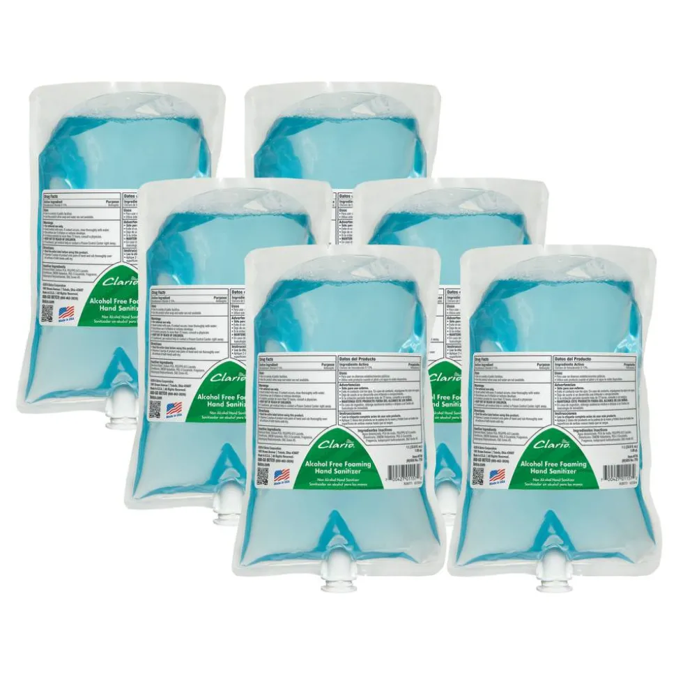 Betco Clario Alcohol-Free Foaming Hand Sanitizer, 33.8 oz (1000 mL), Case Of 6