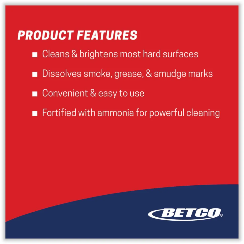 Betco Deep Blue Glass and Surface Cleaner, 32 oz Bottle, 12/Carton