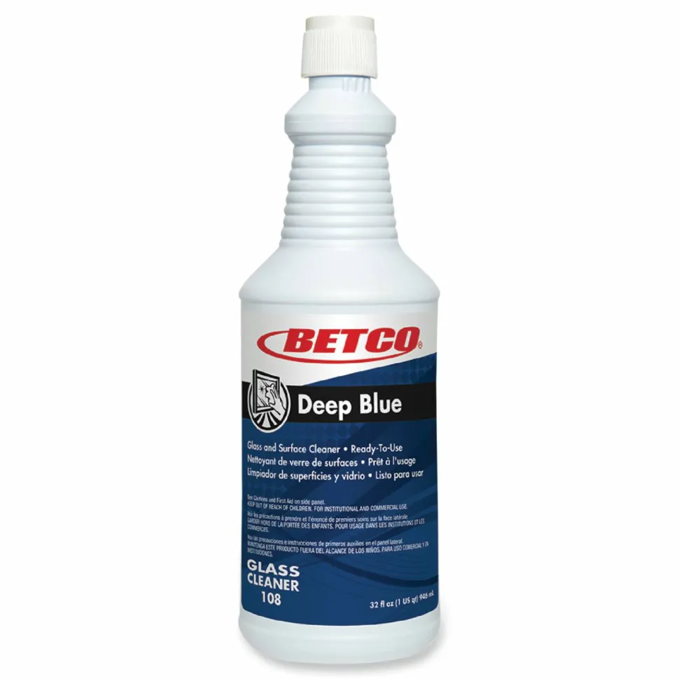 Betco Deep Blue Glass and Surface Cleaner, 32 oz Bottle, 12/Carton