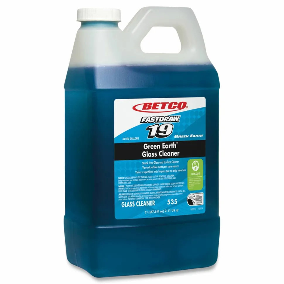Betco FastDraw 19 Green Earth Glass Cleaner, 2 L Bottle, 4/Carton