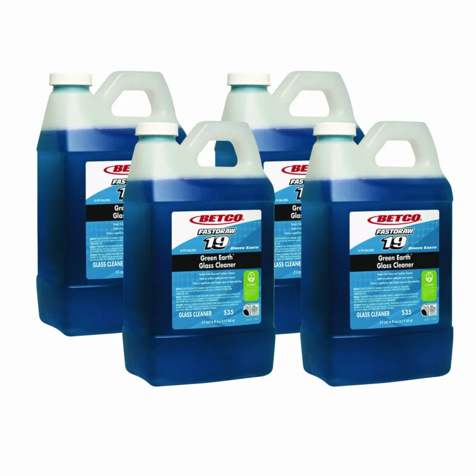 Betco FastDraw 19 Green Earth Glass Cleaner, 2 L Bottle, 4/Carton