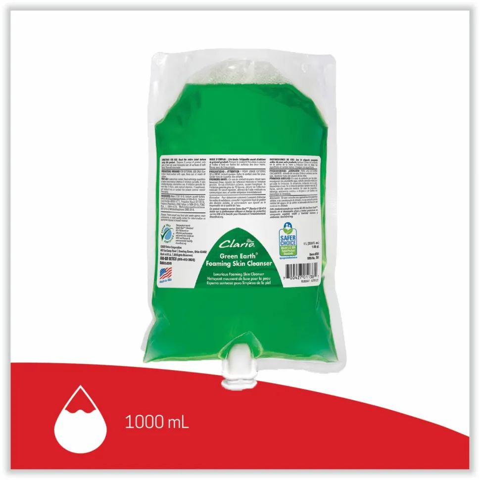 Betco Green Earth Foam Skin Soap Cleanser, Citrus Scent, 38 Oz, Carton Of 6 Refills