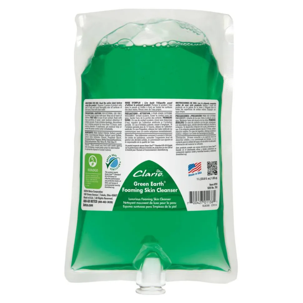 Betco Green Earth Foam Skin Soap Cleanser, Citrus Scent, 38 Oz, Carton Of 6 Refills