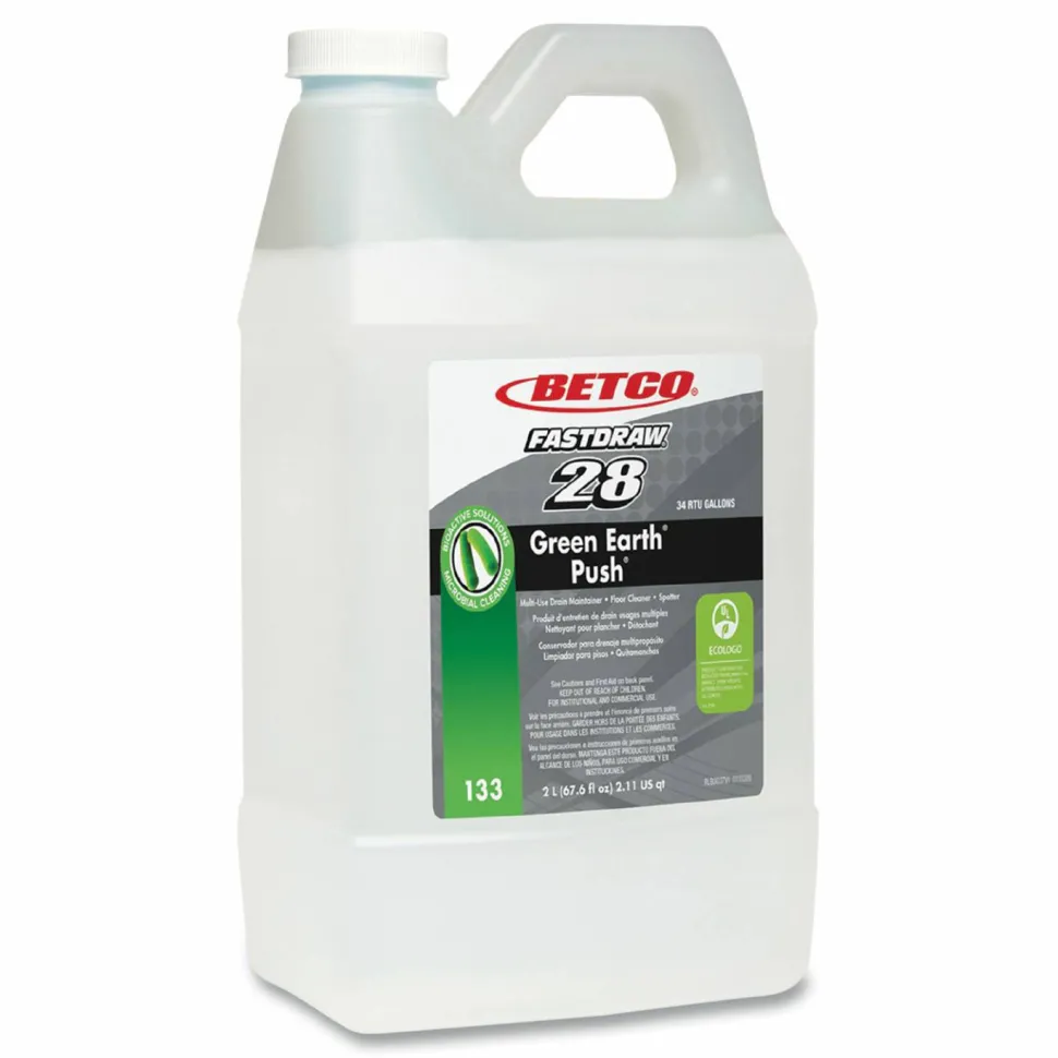 Betco Green Earth Push Drain Maintainer, Floor Cleaner And Carpet Spotter, 67.6 Oz Bottle, Case Of 4