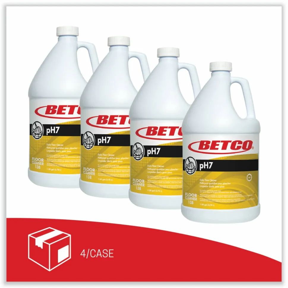 Betco pH7 Floor Cleaner Concentrate, 128 Oz Bottle, Case Of 4