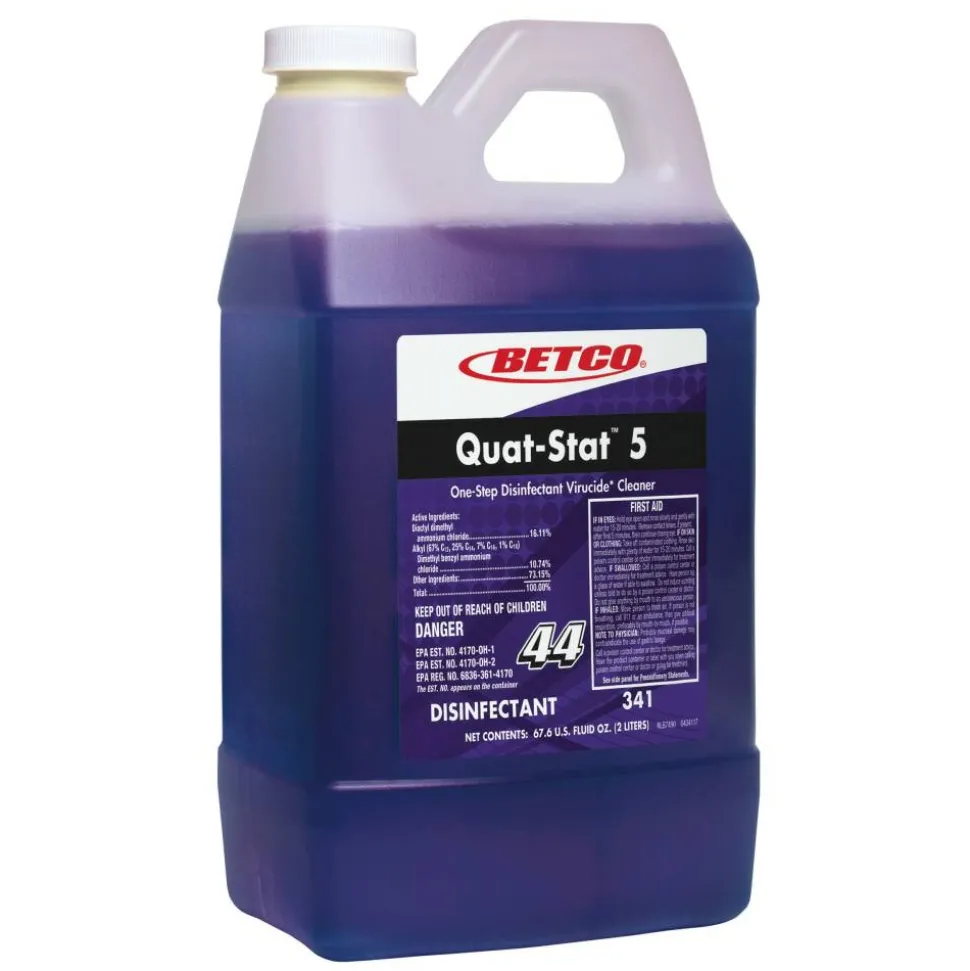 Betco Quat-Stat 5 Disinfectant, Lavender, 67.6 Oz Bottle, Case Of 4