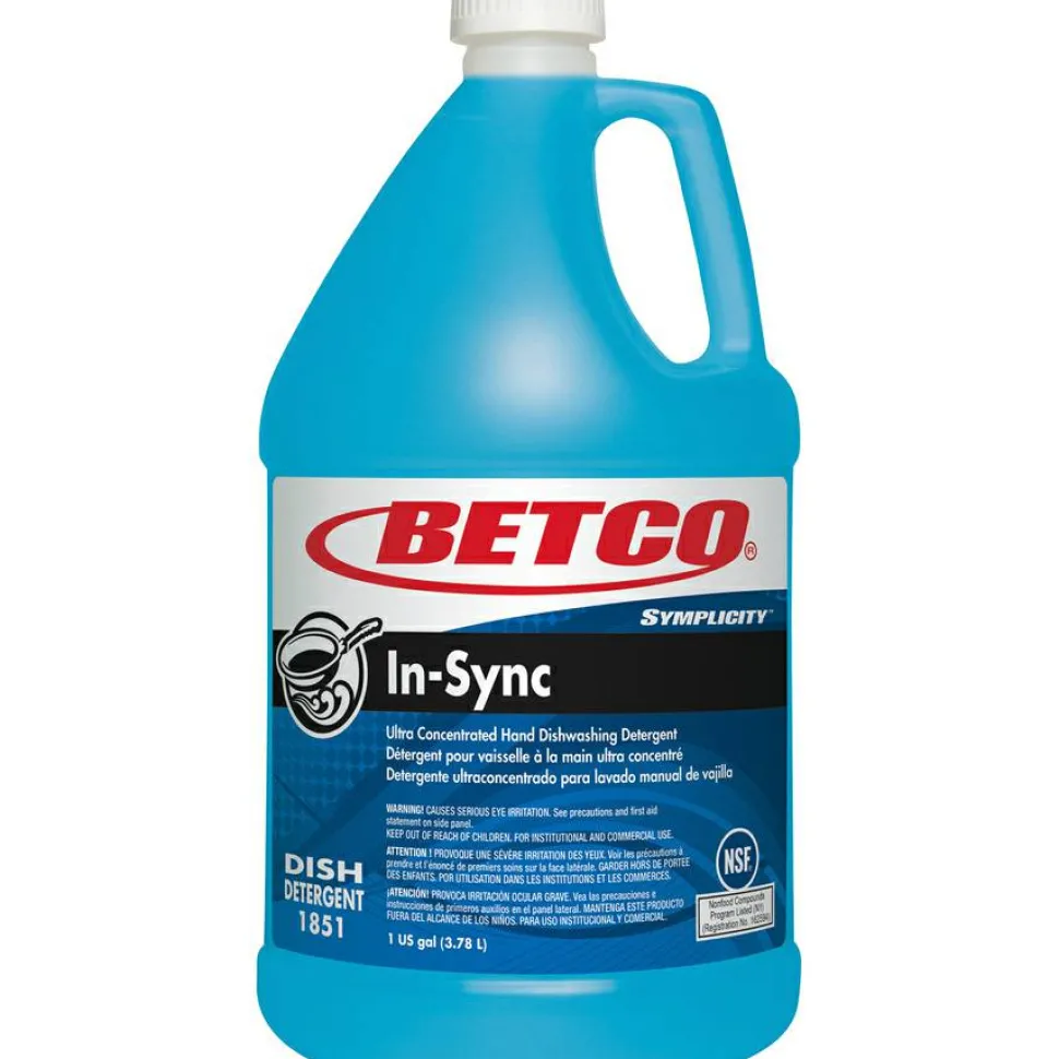 Betco Symplicity In-Sync Premium Hand Dishwashing Detergent, Fresh Ozonic Scent, 1 gal Bottle, 4/Carton