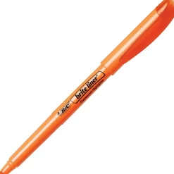 BIC Brite Liner Highlighter, Fluorescent Orange Ink, Chisel Tip, Orange/Black Barrel, Dozen
