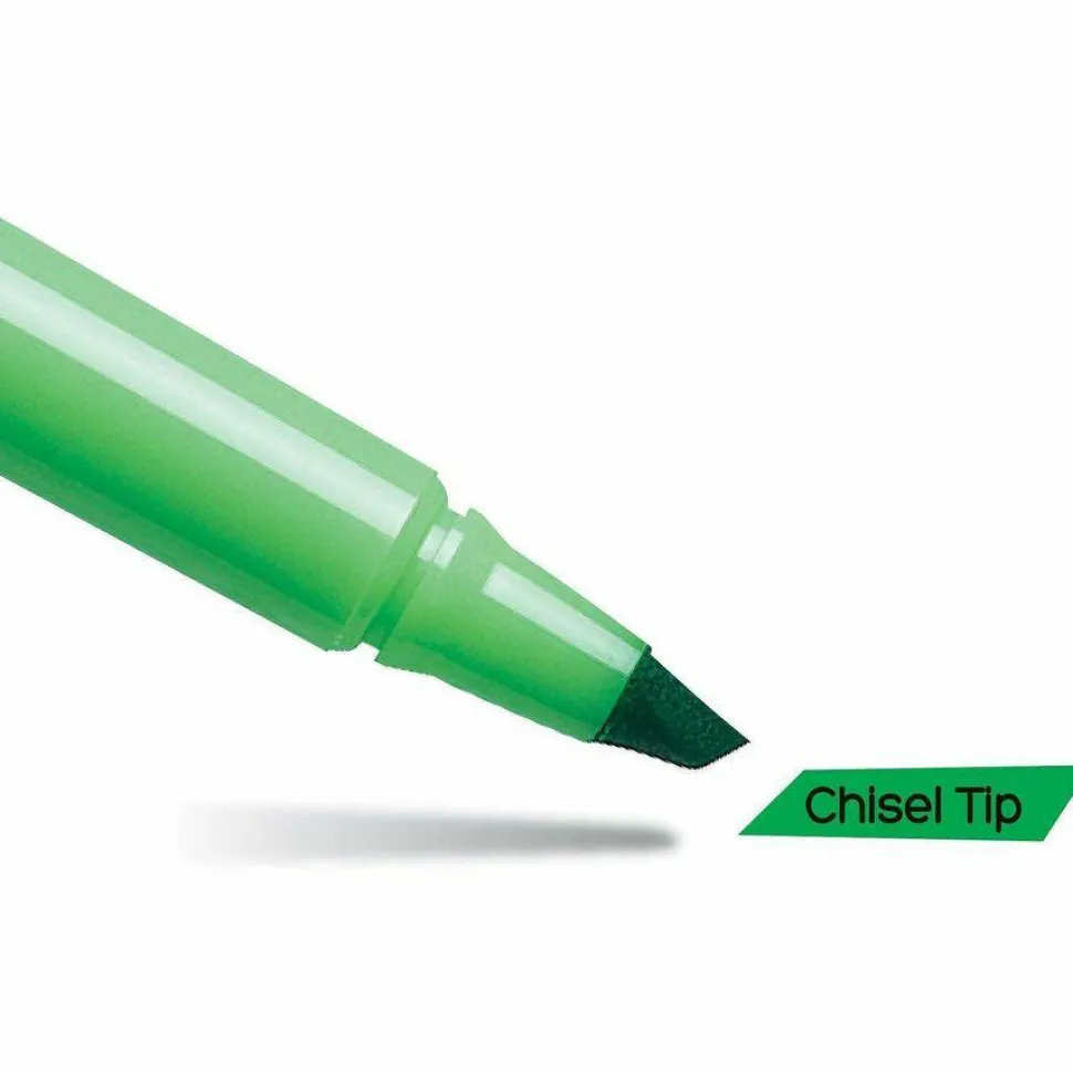 BIC Brite Liner Highlighters, Pocket Style, Chisel Tip, Green, Box Of 12