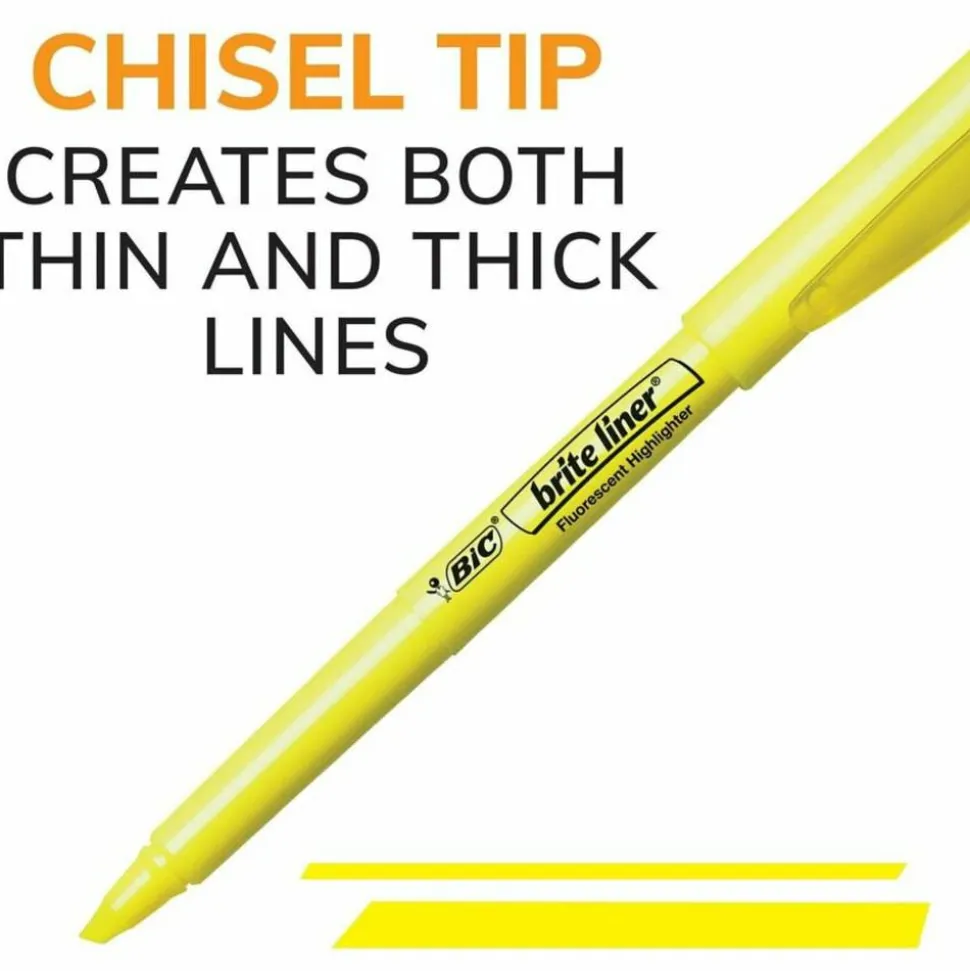 BIC Brite Liner Highlighters Pocket Style, Chisel Point, Assorted, 5-Pack