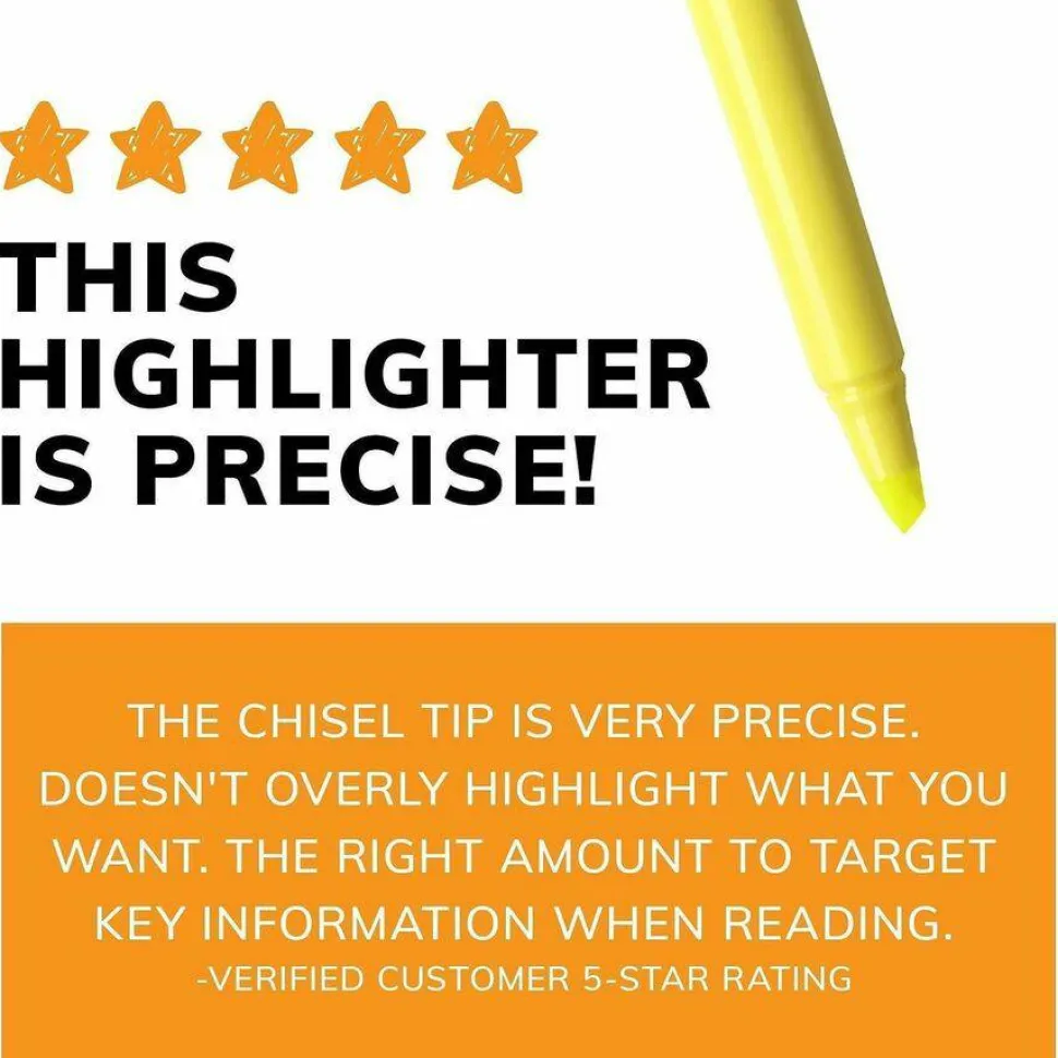 BIC Brite Liner Highlighters, Chisel Point, Yellow, Box Of 24