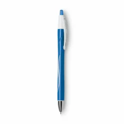 BIC Glide Exact Retractable Ballpoint Pens, Fine Point, 0.7 mm, Blue Barrel, Blue Ink, Pack Of 12 Pens