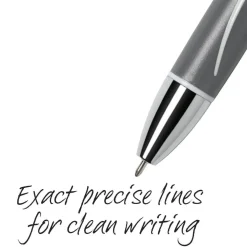 BIC Glide Exact Retractable Ballpoint Pens, Fine Point, 0.7 mm, Gray Barrel, Black Ink, Pack Of 12 Pens