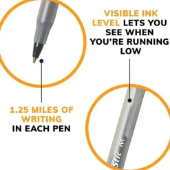 BIC Round Stic Ballpoint Pens, Medium Point, 1.0 mm, Translucent Barrel, Black Ink, Pack Of 60 Pens