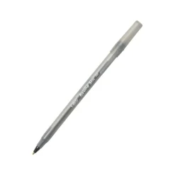 BIC Round Stic Ballpoint Pens, Medium Point, 1.0 mm, Translucent Barrels, Black Ink, Pack Of 144 Pens