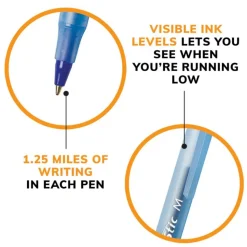 BIC Round Stic Ballpoint Pens, Medium Point, 1.0 mm, Translucent Barrels, Black Ink, Pack Of 500 Pens