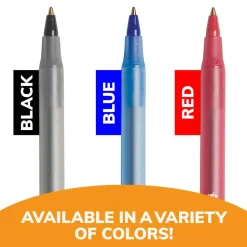 BIC Round Stic Ballpoint Pens, Medium Point, 1.0 mm, Translucent Barrels, Black Ink, Pack Of 500 Pens