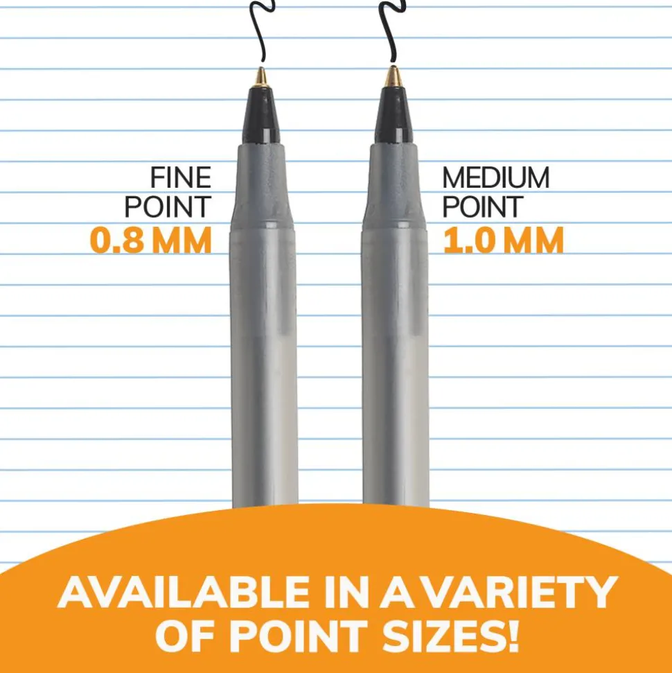 BIC Round Stic Xtra Life Ballpoint Pens, Medium Point, 1.0 mm, Translucent Barrel, Black Ink, Box Of 240 Pens