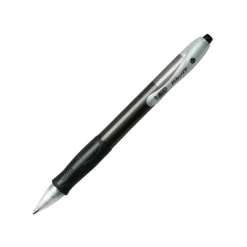 BIC Velocity Retractable Ballpoint Pens, Medium Point, 1.0 mm, Assorted Barrels, Black Ink, Pack Of 12