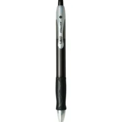 BIC Velocity Retractable Ballpoint Pens, Medium Point, 1.0 mm, Assorted Barrels, Black Ink, Pack Of 12