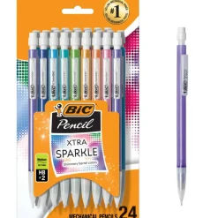 BIC Xtra Sparkle Mechanical Pencils, 0.7mm, #2 Lead, Assorted Barrel Color, Pack Of 24