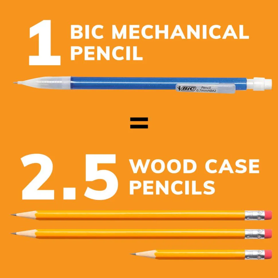 BIC Xtra Sparkle Mechanical Pencils, 0.7mm, #2 Lead, Assorted Barrel Color, Pack Of 24