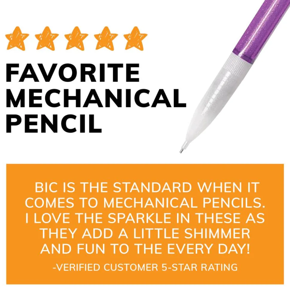 BIC Xtra Sparkle Mechanical Pencils, 0.7mm, #2 Lead, Assorted Barrel Color, Pack Of 24