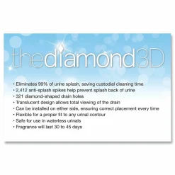 Big D Industries Diamond 3D Urinal Screen, Mountain Air Scent, Blue, 10/Pack, 6 Packs/Carton