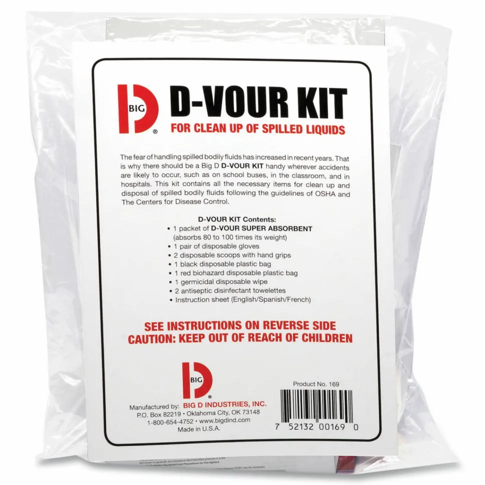 Big D Industries D'vour Clean-up Kit, Powder, All Inclusive Kit, 6/Carton