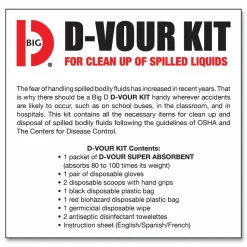 Big D Industries D'vour Clean-up Kit, Powder, All Inclusive Kit, 6/Carton
