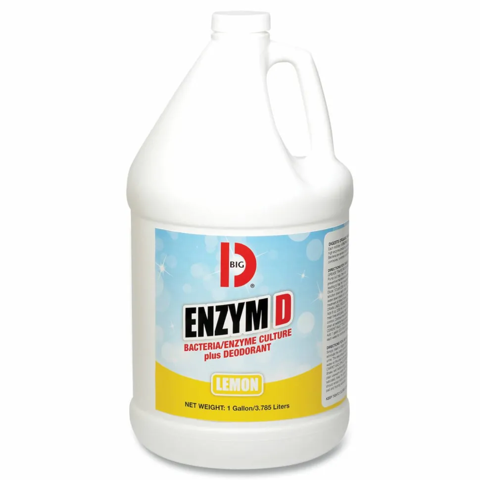 Big D Industries Enzym D Digester Liquid Deodorant, Lemon, 1 gal Bottle, 4/Carton
