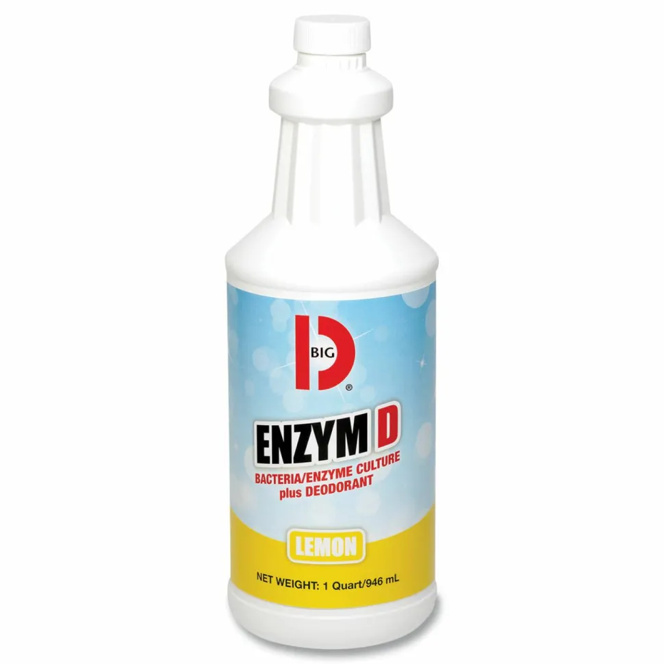 Big D Industries Enzym D Digester Liquid Deodorant, Lemon, 32 oz Bottle, 12/Carton