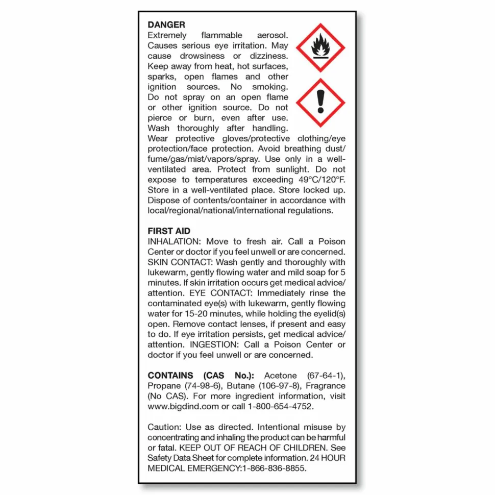 Big D Industries Fire D One Shot Aerosol, 5 oz Aerosol Spray, 12/Carton