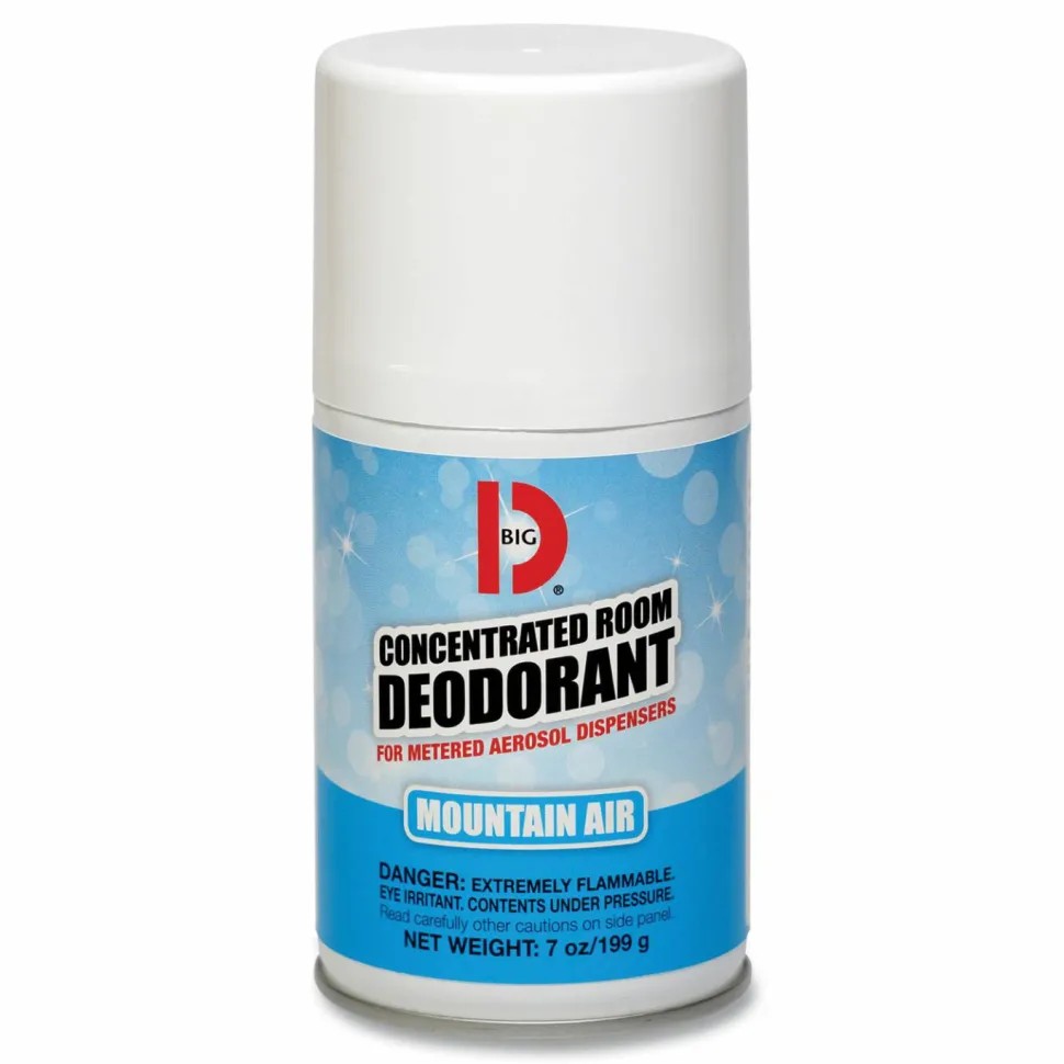 Big D Industries Metered Concentrated Room Deodorant, Mountain Air, 7 oz Aerosol Spray, 12/Carton