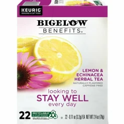 Bigelow Benefits Lemon and Echinacea Herbal K-Cup, 0.11 oz, 22/Box