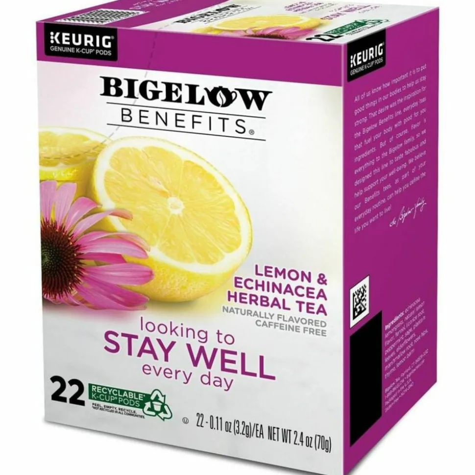 Bigelow Benefits Lemon and Echinacea Herbal K-Cup, 0.11 oz, 22/Box