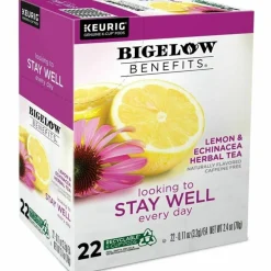 Bigelow Benefits Lemon and Echinacea Herbal K-Cup, 0.11 oz, 22/Box