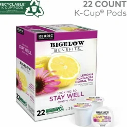 Bigelow Benefits Lemon and Echinacea Herbal K-Cup, 0.11 oz, 22/Box