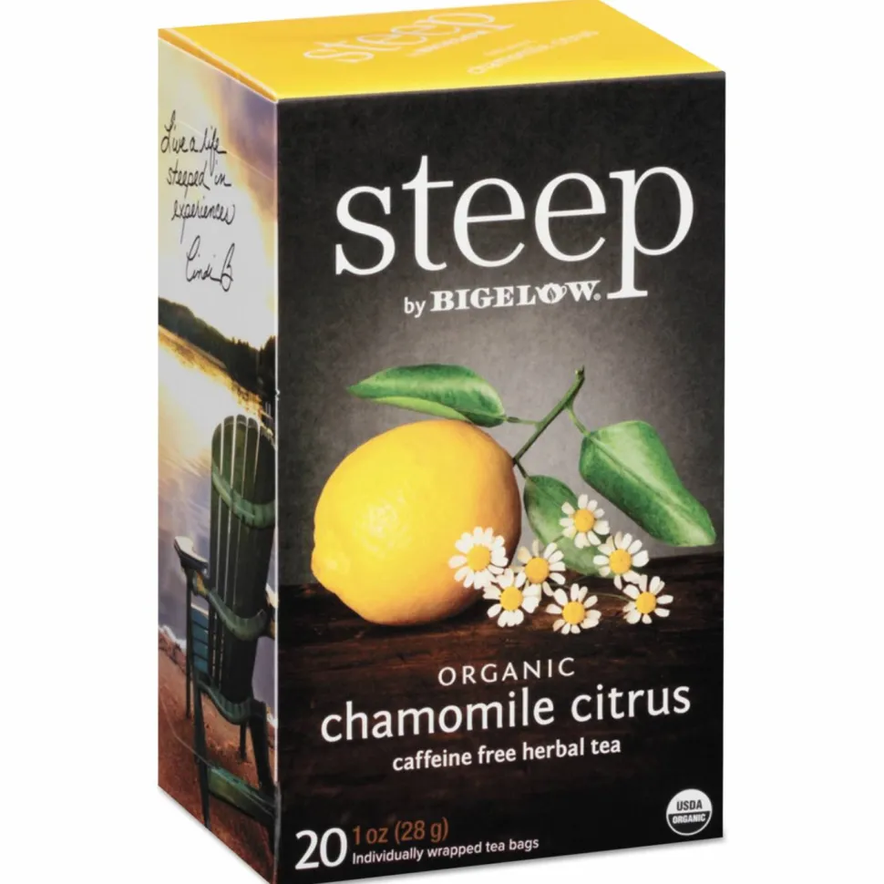Bigelow steep Tea, Chamomile Citrus Herbal, 1 oz Tea Bag, 20/Box