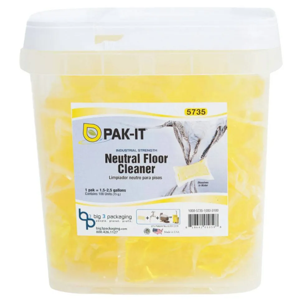 Big 3 Packaging PAK-IT Neutral Floor Cleaner, Floral Scent, Pack Of 100