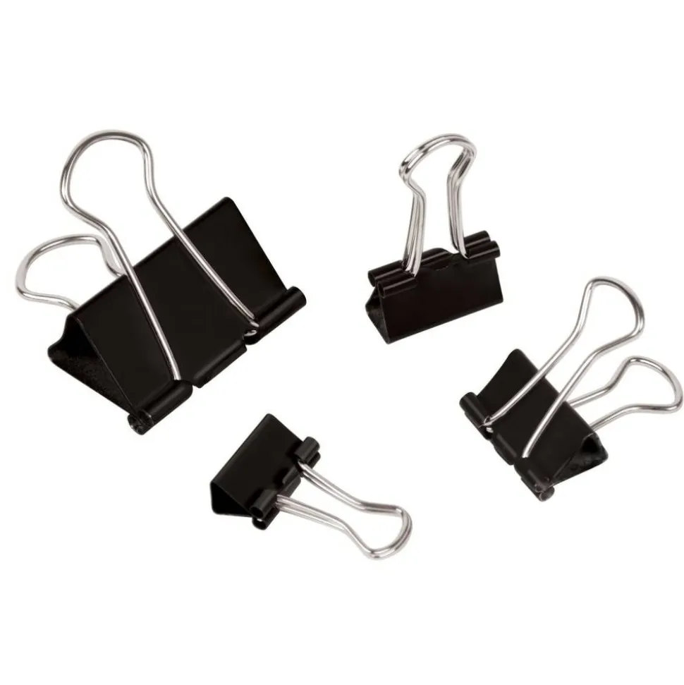 Binder Clip Combo Pack, Assorted Sizes, Black, Pack Of 200 Clips