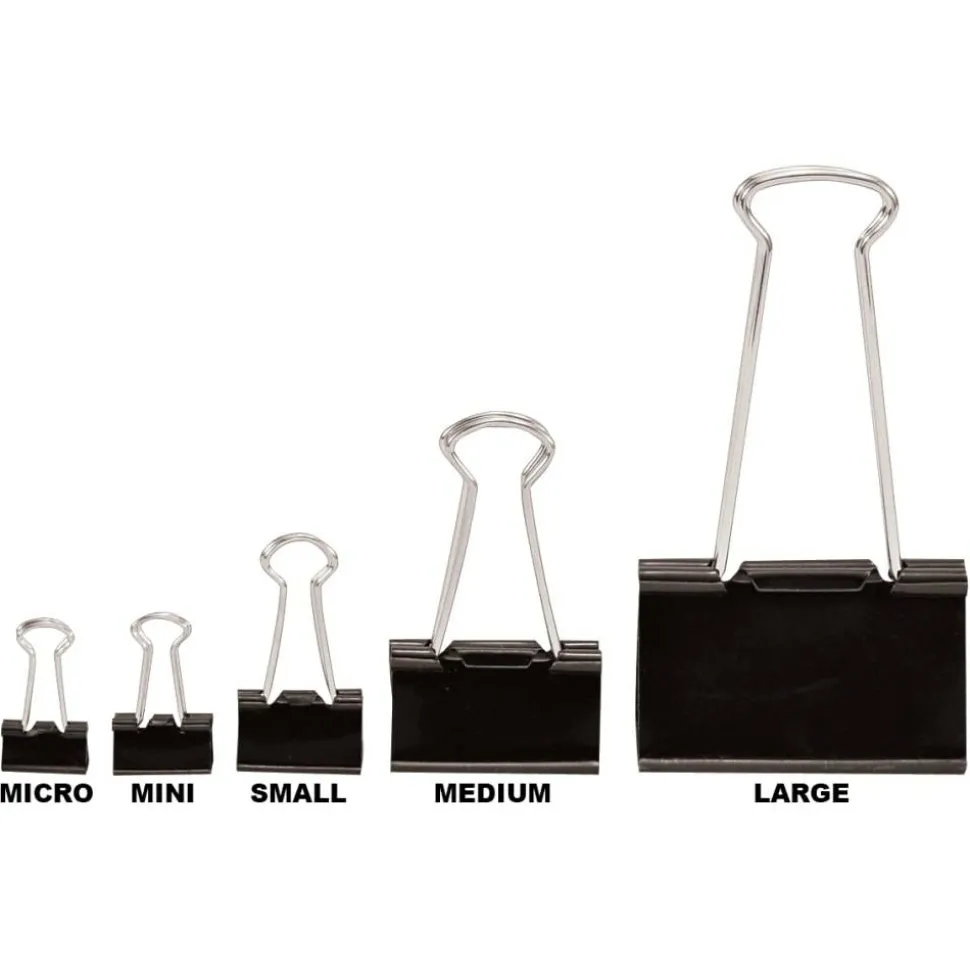 Binder Clips, Small, 3/4" Wide, 3/8" Capacity, Black, Pack Of 36