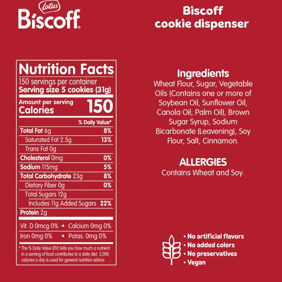 Biscoff Cookies, 0.22 Oz, Dispenser Of 150 Cookies