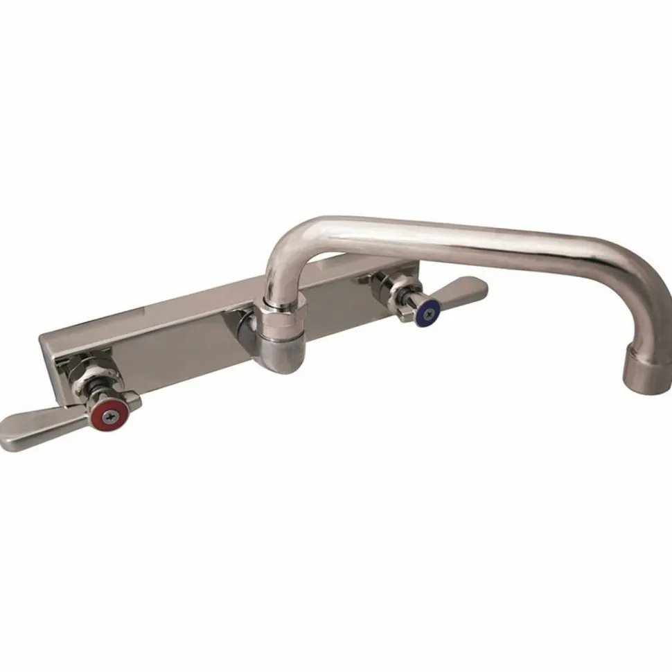 BK Resources Evolution Splash Mount Stainless Steel Faucet, 4.63" Height, 8" Reach, Stainless Steel